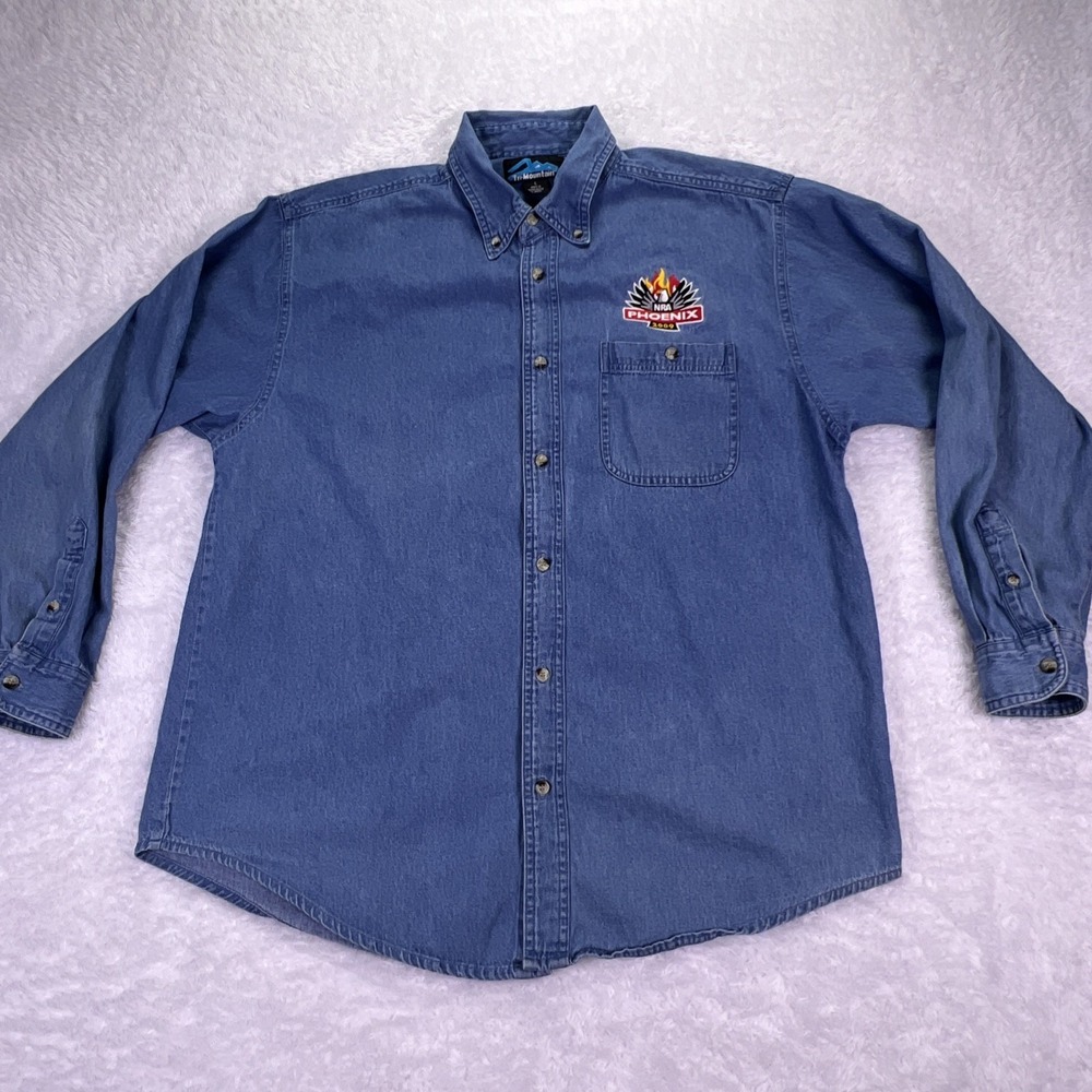Tri-Mountain Men's Large Denim Button-up Shirt NRA Phoenix 2009‎ Long Sleeve
